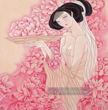 Feng cj Chinesisch Mädchen rosa Ölgemälde